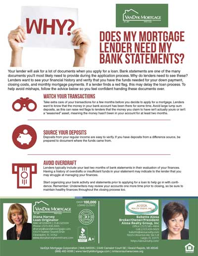 Why Mortgage Lenders need bank statements